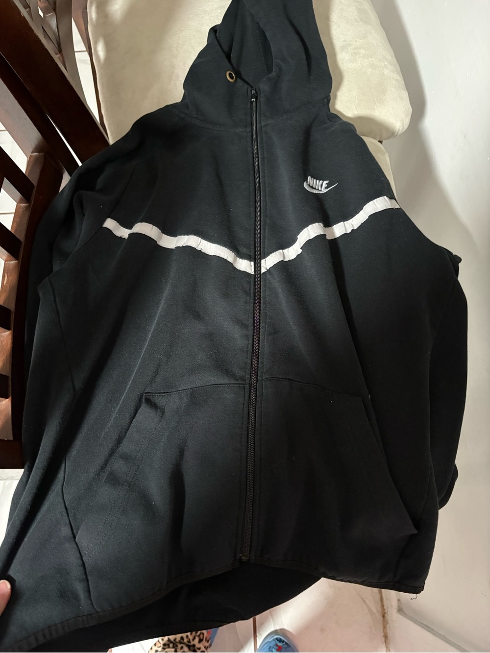 Nike Black Zip-Up Hoodie with White Accent